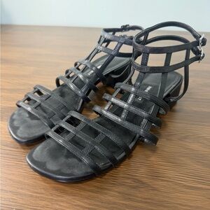 Nine‎ West Black Strappy Leather Gladiator Sandals Sz 8